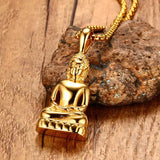 Buddha Pendant Necklace Amulet Talisman Necklaces Gold-color Stainless Steel