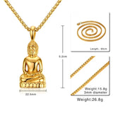 Buddha Pendant Necklace Amulet Talisman Necklaces Gold-color Stainless Steel
