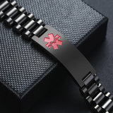 Mens Chunky Medical Alert ID Bracelets Stainless Steel Engrave Name