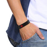 Mens Chunky Medical Alert ID Bracelets Stainless Steel Engrave Name