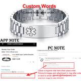 Mens Chunky Medical Alert ID Bracelets Stainless Steel Engrave Name