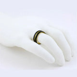 Classic Trapezoid Stainless Steel Ring Inlaid with Thin Gold Line