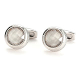 Round Silver Formal Business Dress Shirt Wedding Cufflinks