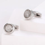 Round Silver Formal Business Dress Shirt Wedding Cufflinks