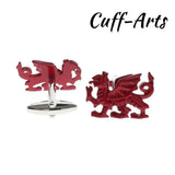 Red Welsh Dragon Wales Cufflinks for Men Gemelos Les Boutons De Manchette
