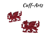 Red Welsh Dragon Wales Cufflinks for Men Gemelos Les Boutons De Manchette
