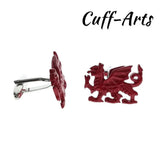 Red Welsh Dragon Wales Cufflinks for Men Gemelos Les Boutons De Manchette
