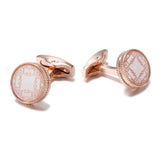 Rose Pattern Round Cufflinks XK20S023 Business Wedding Buttons