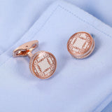 Rose Pattern Round Cufflinks XK20S023 Business Wedding Buttons