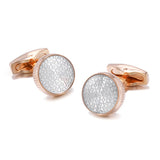 Rose Pattern Round Cufflinks XK20S023 Business Wedding Buttons