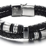 Braided Leather Urn Cuff Bracelet for Ashes