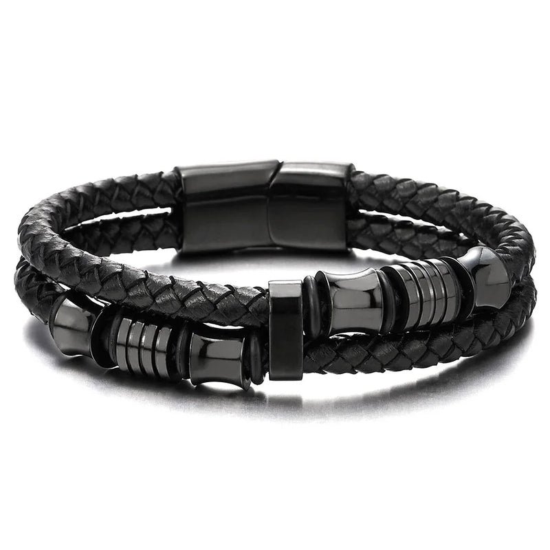 Braided Leather Urn Cuff Bracelet for Ashes