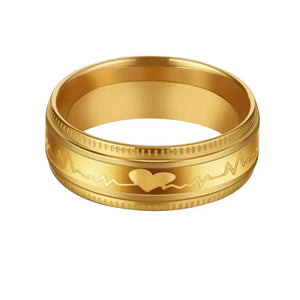 Mens ECG Electrocardiogram Ring Stainless Steel Band