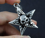 High Wiccan Pagan Star Flame Skull Men Pendant YU004