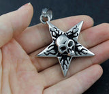 High Wiccan Pagan Star Flame Skull Men Pendant YU004