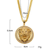 Hip Hop Men's Lion Head Pendant Necklace Bling Bling Iced Out Jewelry Gift