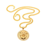 Hip Hop Men's Lion Head Pendant Necklace Bling Bling Iced Out Jewelry Gift