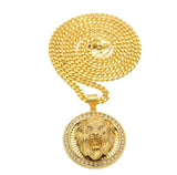Hip Hop Men's Lion Head Pendant Necklace Bling Bling Iced Out Jewelry Gift