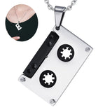Hip Hop Titanium Steel Cassette Tape Pendant Necklace