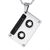 Hip Hop Titanium Steel Cassette Tape Pendant Necklace
