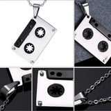 Hip Hop Titanium Steel Cassette Tape Pendant Necklace