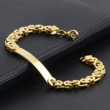 Stainless Steel Flat Byzantine Chain Bracelet for Men