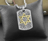 Jewish Magen Star of David Dog Tag Pendant Necklace