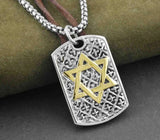 Jewish Magen Star of David Dog Tag Pendant Necklace