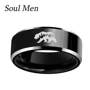 Laser Bears Mountain Tungsten Rings - Engagement Rings