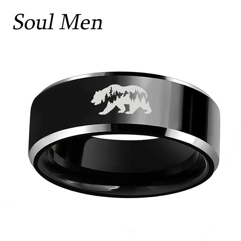 Laser Bears Mountain Tungsten Rings - Engagement Rings
