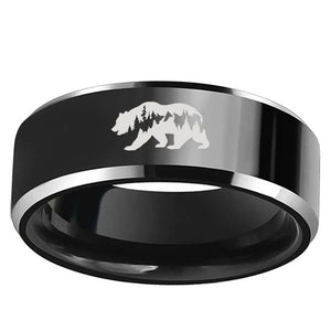 Laser Bears Mountain Tungsten Rings - Engagement Rings