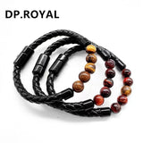 Men's Leather Bracelet Stainless Steel Magnet Hand-woven Jewelry Gift
