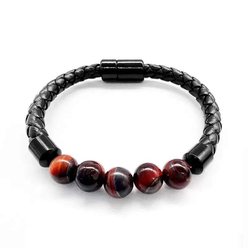 Men's Leather Bracelet Stainless Steel Magnet Hand-woven Jewelry Gift