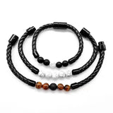 Men's Leather Bracelet Stainless Steel Magnet Hand-woven Jewelry Gift