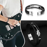 Braided Leather Bracelet Music Treble Wristband Cuff Punk Gift For Him