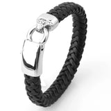 Vintage Men's Leather Bracelet with Stainless Steel Clasp