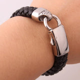 Vintage Men's Leather Bracelet with Stainless Steel Clasp