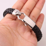 Vintage Men's Leather Bracelet with Stainless Steel Clasp