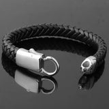 Vintage Men's Leather Bracelet with Stainless Steel Clasp