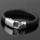 Vintage Men's Leather Bracelet with Stainless Steel Clasp