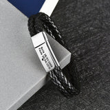 Men's Personalized Leather Bracelet with Magnetic Clasp for Birthday Gift