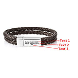Men's Personalized Leather Bracelet with Magnetic Clasp for Birthday Gift