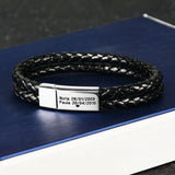 Men's Personalized Leather Bracelet with Magnetic Clasp for Birthday Gift