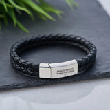Men's Personalized Leather Bracelet with Magnetic Clasp for Birthday Gift