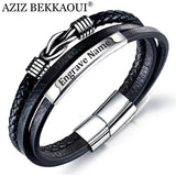 Personalized Stainless Steel Name Bracelet - Engraved Logo Text Jewelry
