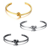 Love Knot Bangle Stainless Steel Twisted Cuff Bracelet Unisex Men Jewelry