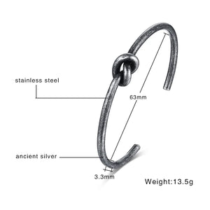 Love Knot Bangle Stainless Steel Twisted Cuff Bracelet Unisex Men Jewelry