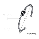 Love Knot Bangle Stainless Steel Twisted Cuff Bracelet Unisex Men Jewelry