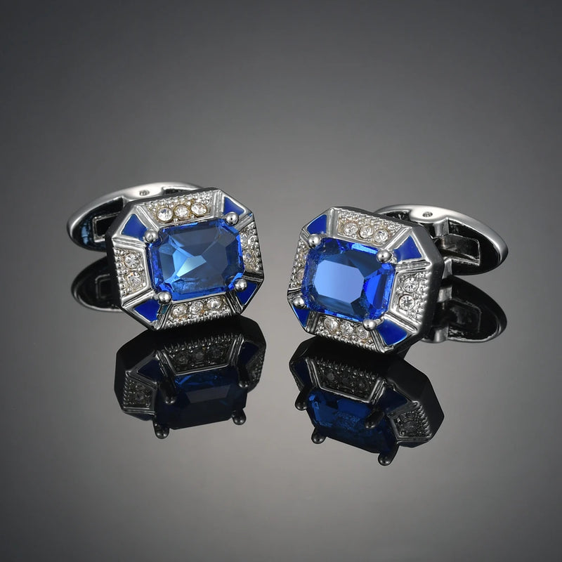 Men's Crystal Cufflinks High Cuff Links Wedding Gift