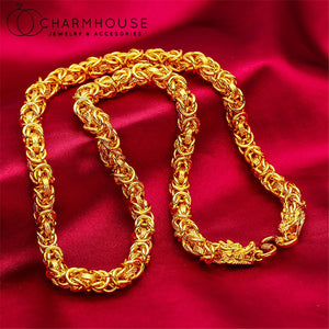 24K Yellow Plated 8mm Dragon Chain Necklace 24inch